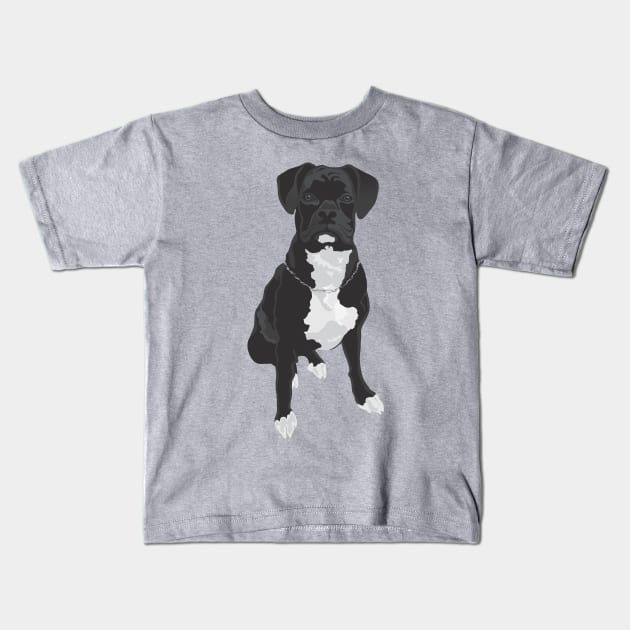 The Black & White Boxer Kids T-Shirt by The Cuban Witch